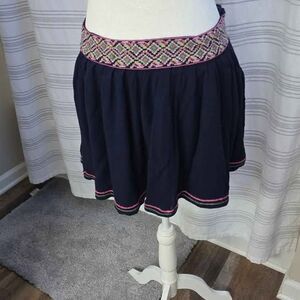 Mimi Chica Navy Blue Embroidered Mini Skirt Size M